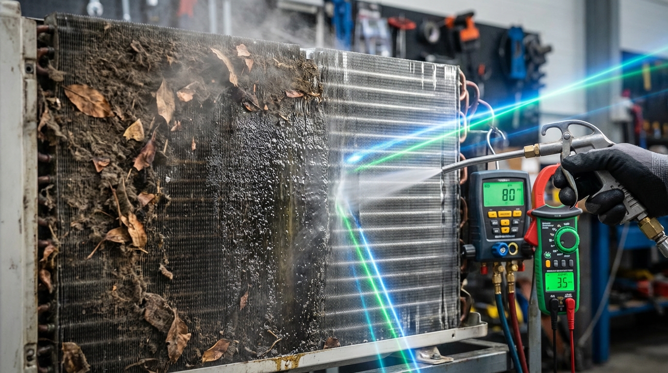 Limpeza de condensadora: 7 passos para rendimento + economia